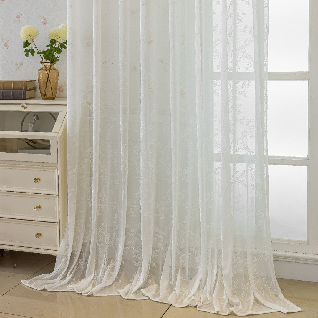 WoFloral Embroidered Sheer Curtain Stornfield