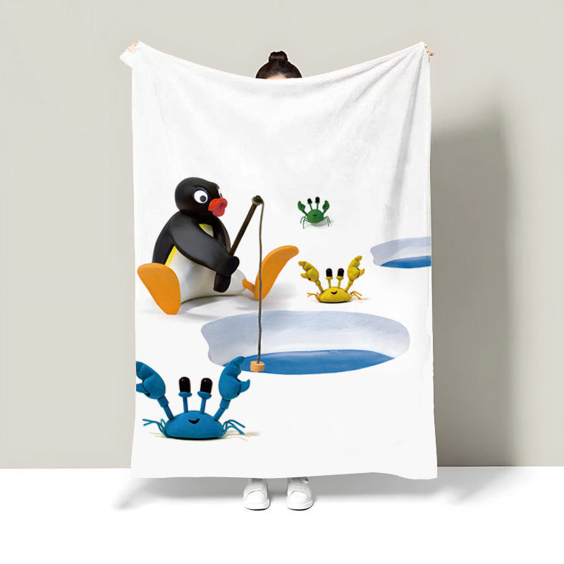 Cartoon-Themed Plush Throw Blanket