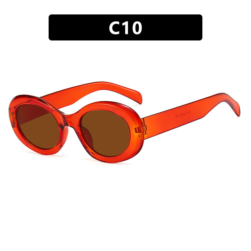 Women's fashionable sunglasses in original oval design with transparent frame and UV protection Stornfield
