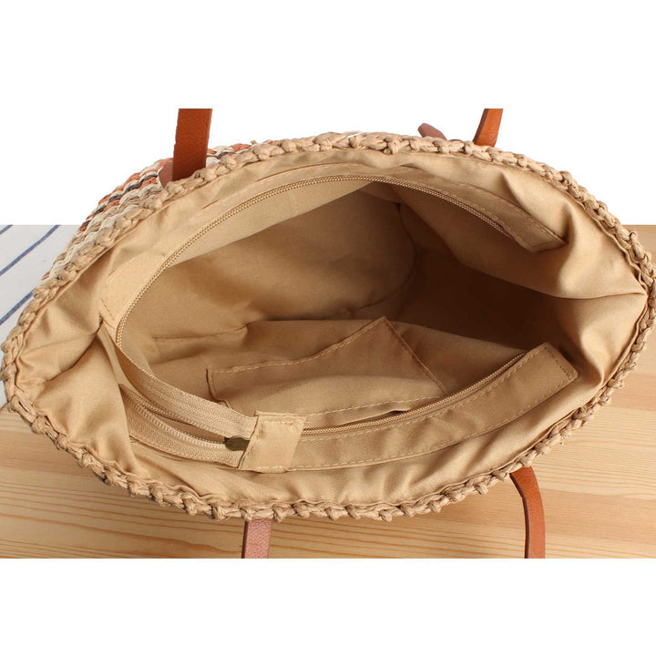 Braided shopping bag with high-quality leather handles Stornfield