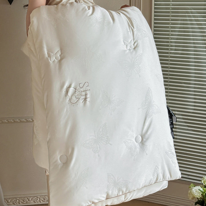 Luxury Silk-Effect Jacquard Butterfly Tufted Duvet Comforter with Hypoallergenic Fill & Corner Tabs