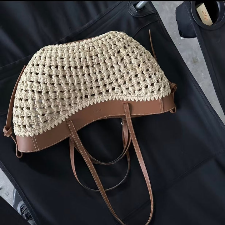 Braided shopping bag with high-quality leather trim Stornfield