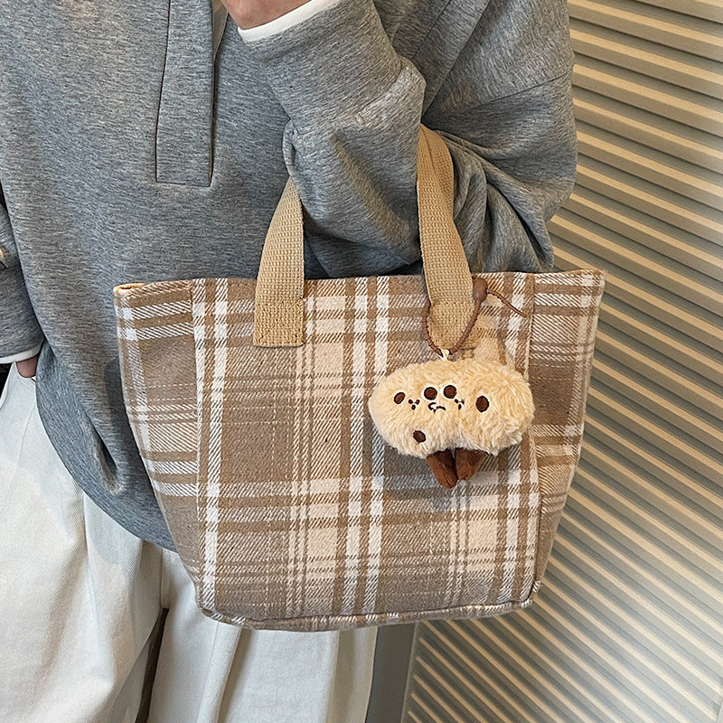 Casual Plaid Shopping Tote