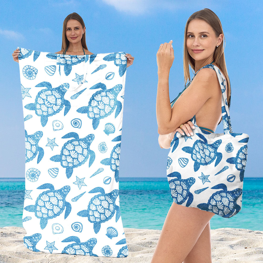 Beach towel with integrated tote bag design Stornfield