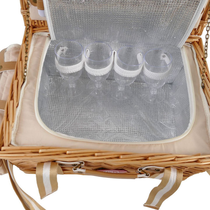 Ladies picnic basket with integrated dish set and stylish leather detail Stornfield