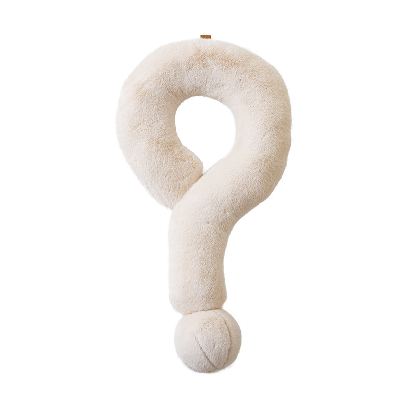 U-shaped neck travel pillow with soft faux fur and pompom