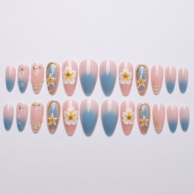 Artistic Shell-Inspired Press-On Nail Set