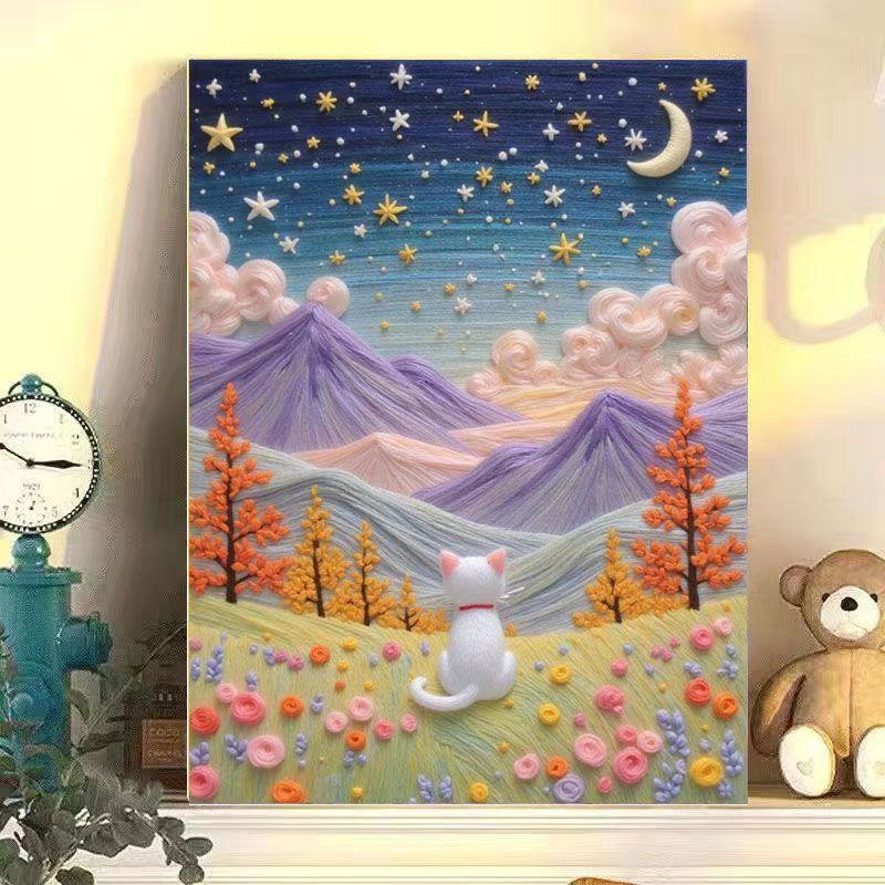 Whimsical Cat Landscape Canvas Art Stornfield