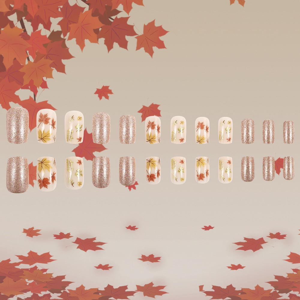 Artistic Autumn-Themed Press-On Nails Stornfield