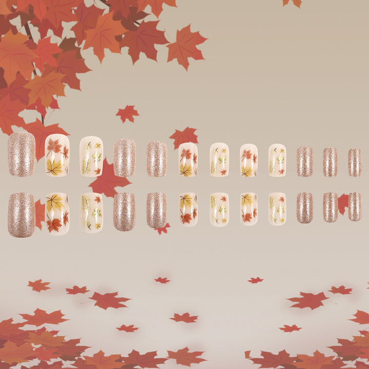 Artistic Autumn-Themed Press-On Nails Stornfield