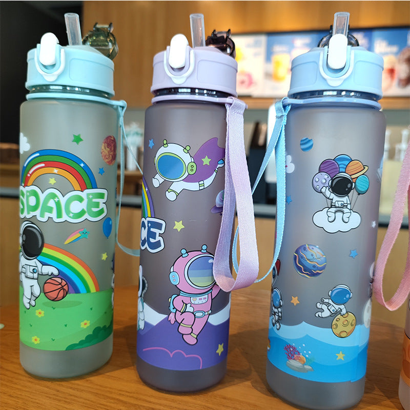 Women's water bottle in space design with practical carrying strap Stornfield