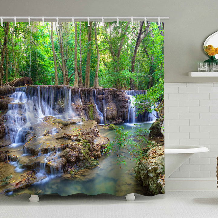 Scenic Waterfall Print Shower Curtain Stornfield