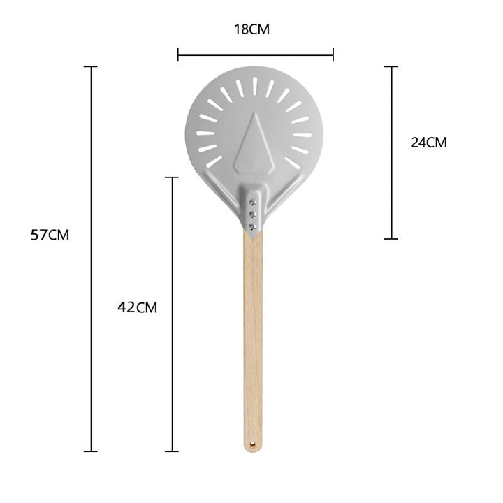 long-handled perforated pizza peel with wooden handle Stornfield