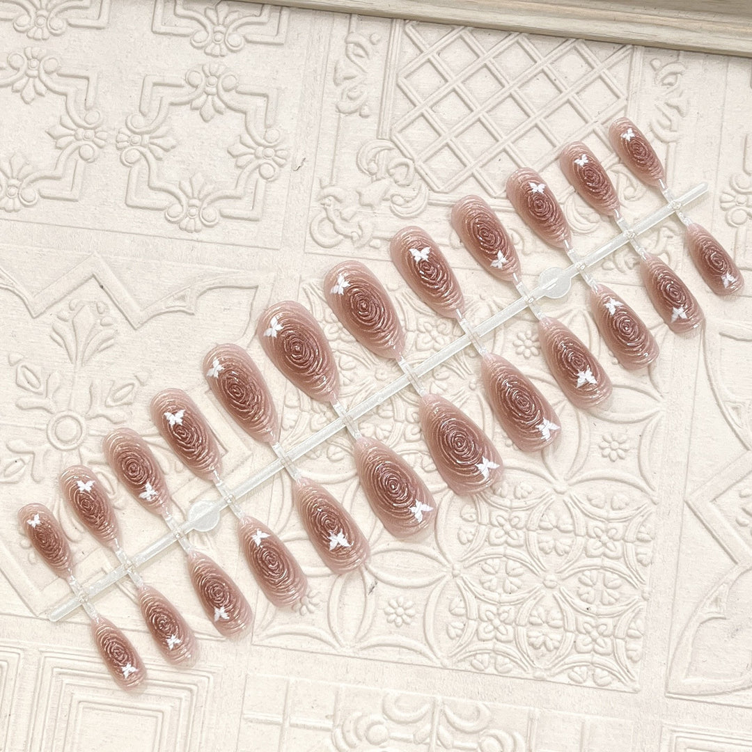 Artistic Floral-Accent Press-On Nail Set Stornfield