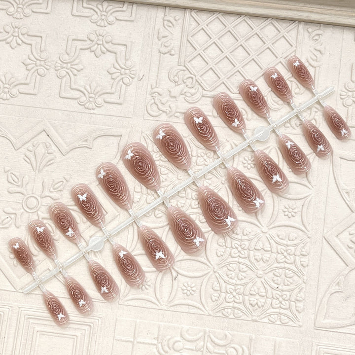 Artistic Floral-Accent Press-On Nail Set Stornfield