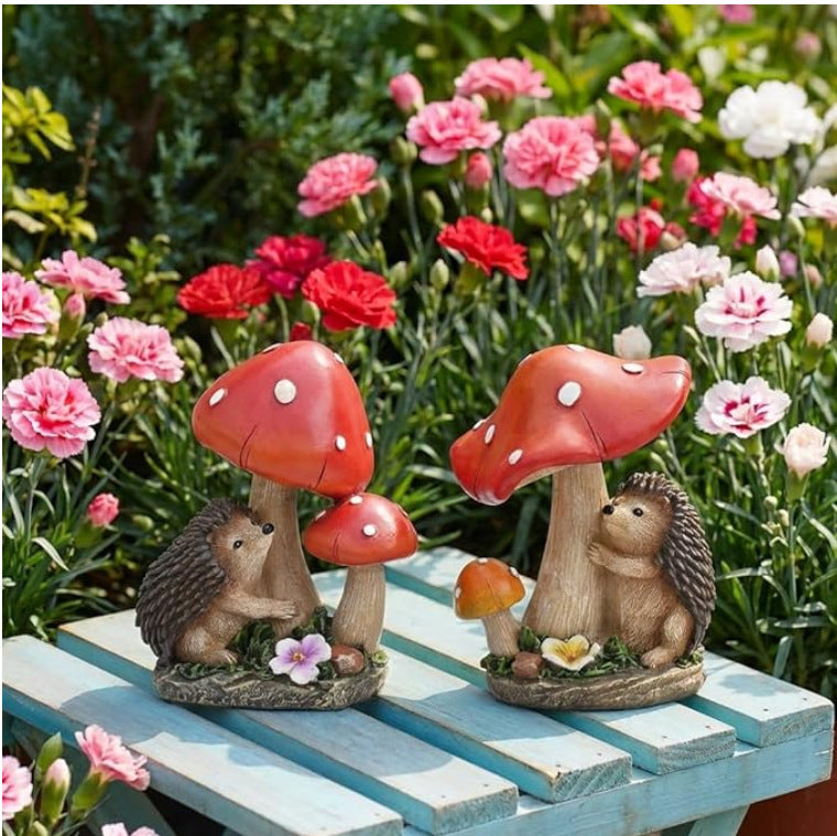 Cute decorative figure with hedgehog and fly agarics Stornfield