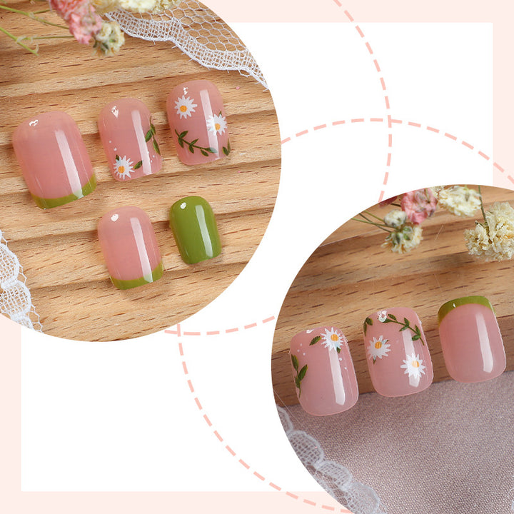 Decorative Press-On Nail Art Set with Botanical Accents Stornfield