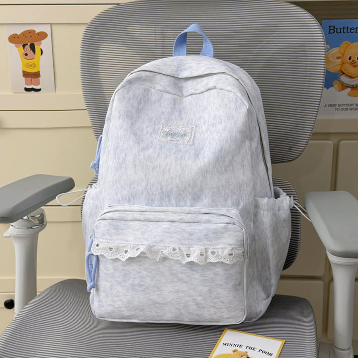 Stylish Backpack with Decorative Lace Trim Stornfield
