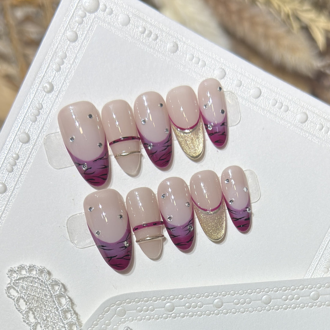 Artistic Stiletto Press-On Nail Set with Rhinestone Accents Stornfield