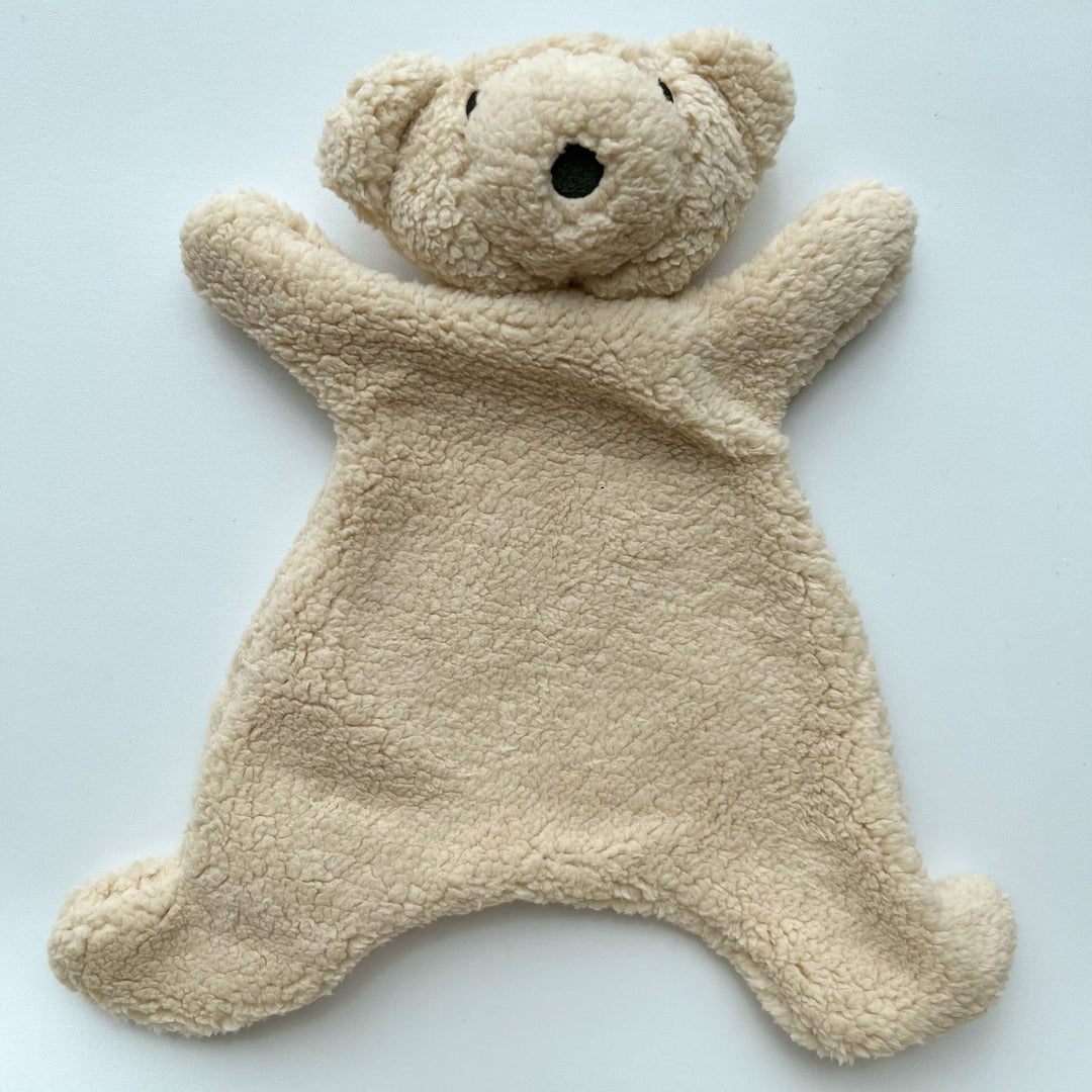 Handcrafted Linen Elephant Plush Doll with Striped Ruffle Collar and Soft Romper