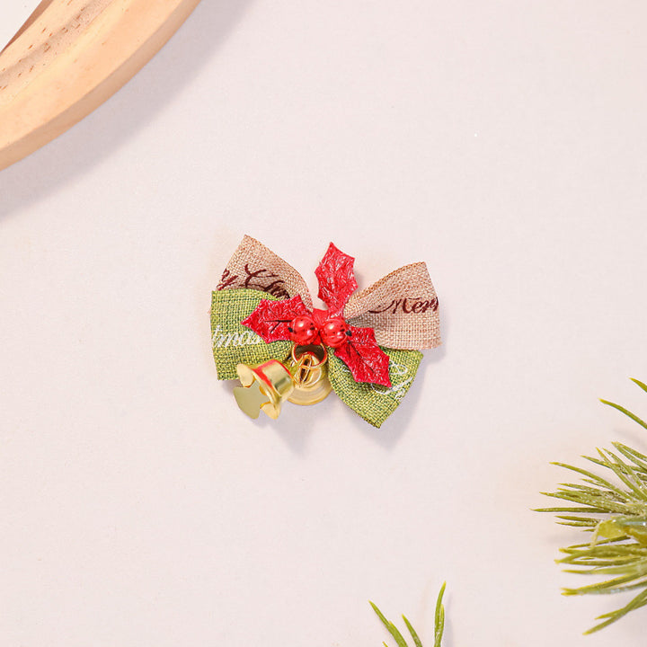 Festive hair bow with bells and Christmas motif Stornfield
