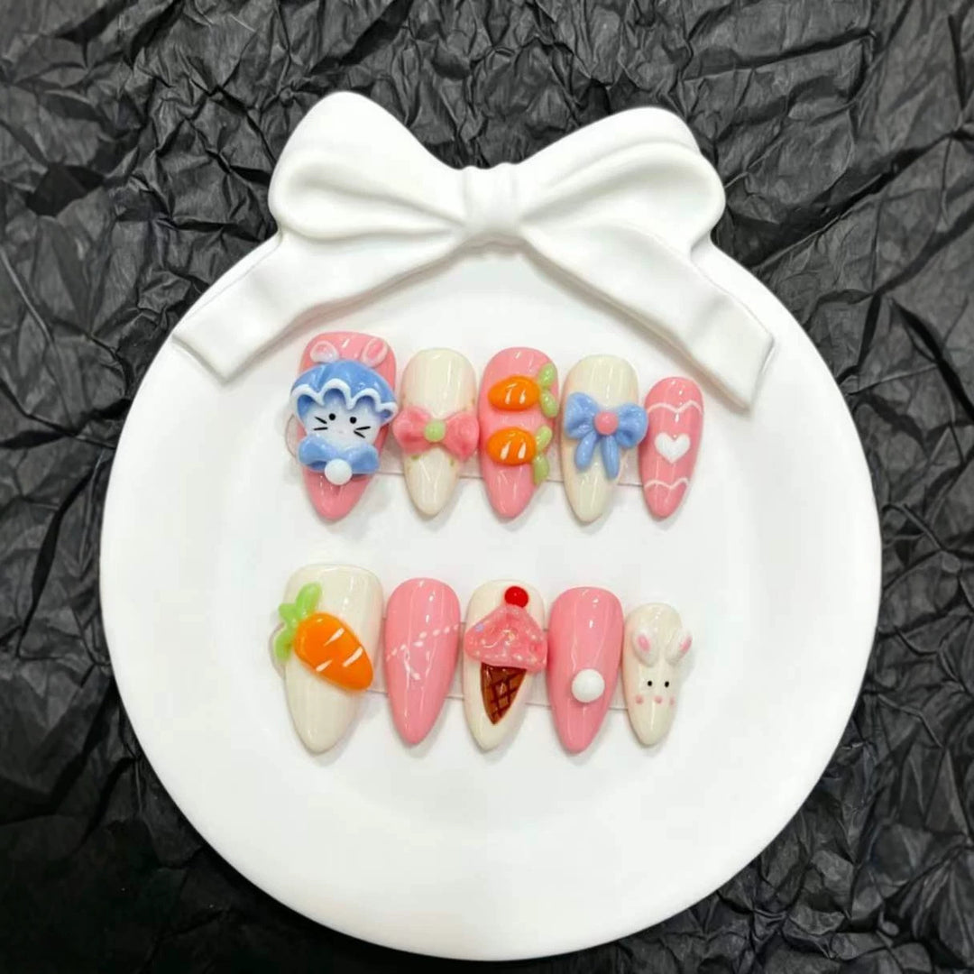 Whimsical Cartoon-Themed Press-On Nail Art Set