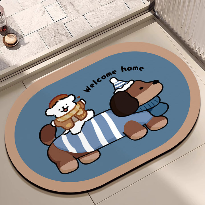 Cute Cartoon Dog Bath Mat Stornfield