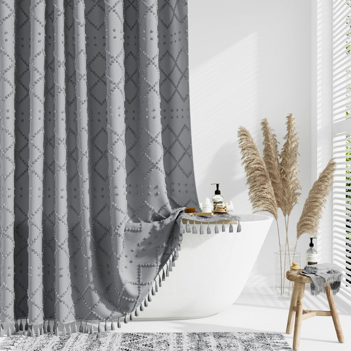 Textured Geometric Shower Curtain Stornfield