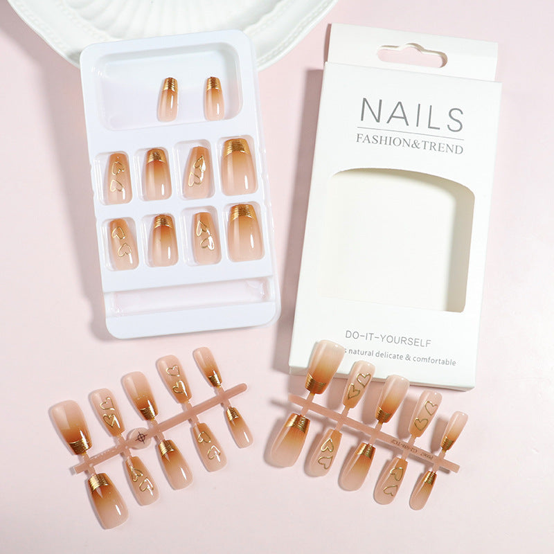 Premium Heart-Embellished Press-On Nail Set Stornfield