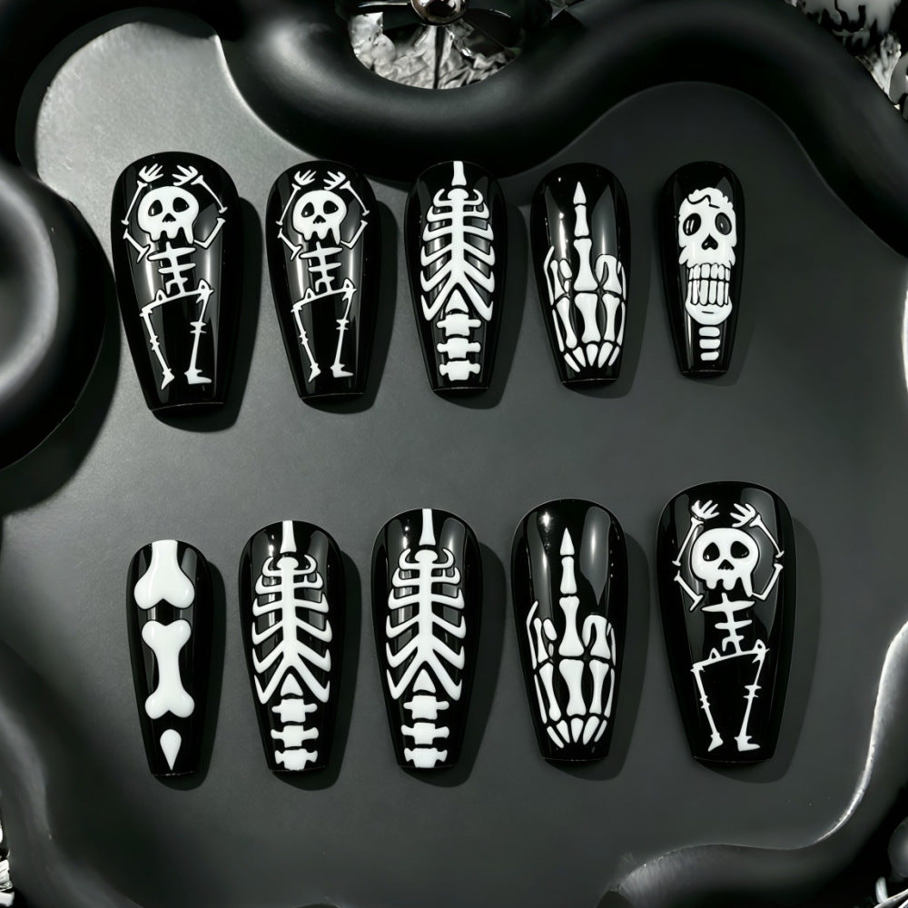 Art Nail Set with Skeleton Designs Stornfield