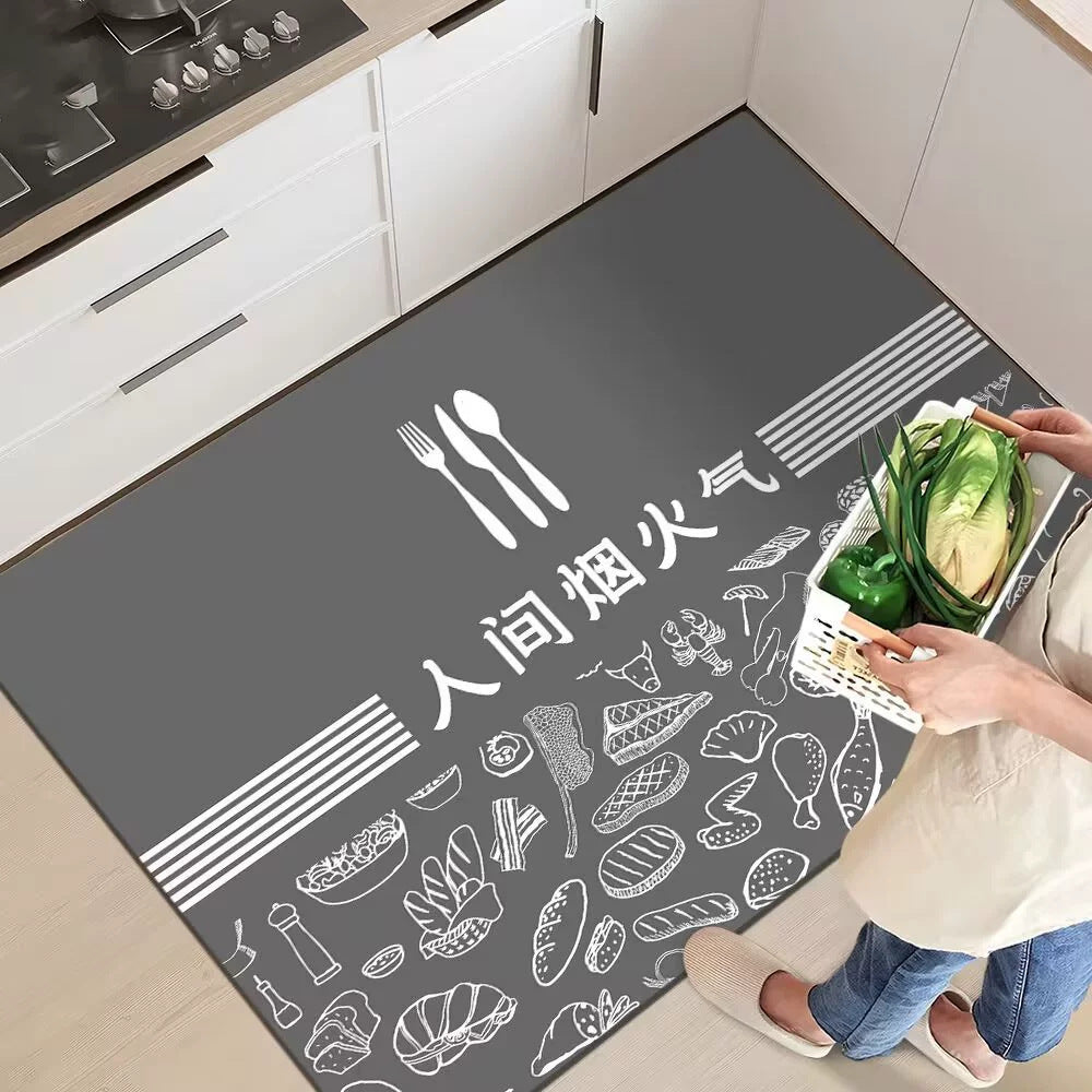 Playful Pizza-Themed Kitchen Mat