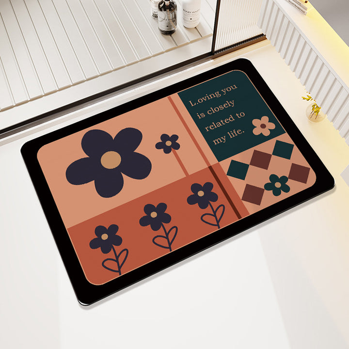 Floral Design Cotton Bath Mat Stornfield