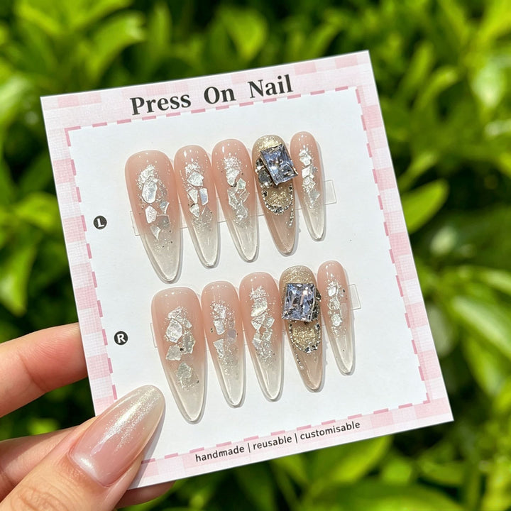 Customizable Glittery Press-On Nail Set