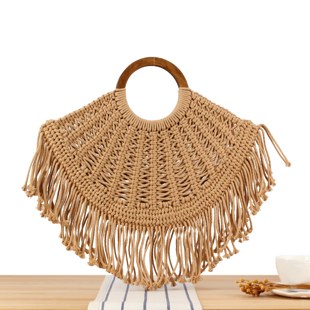 Handbag with Fringed Macramé Design Stornfield