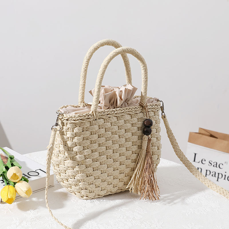Handcrafted Macrame Tote Bag with Decorative Drawstring Stornfield