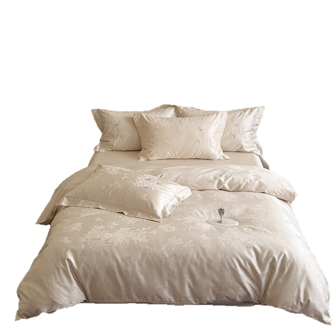Fine Mako cotton bedding set with jacquard flower and butterfly relief