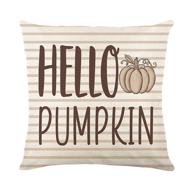 Square Cotton-Linen Polka Dot Pumpkin Fall Decorative Throw Pillow Cover