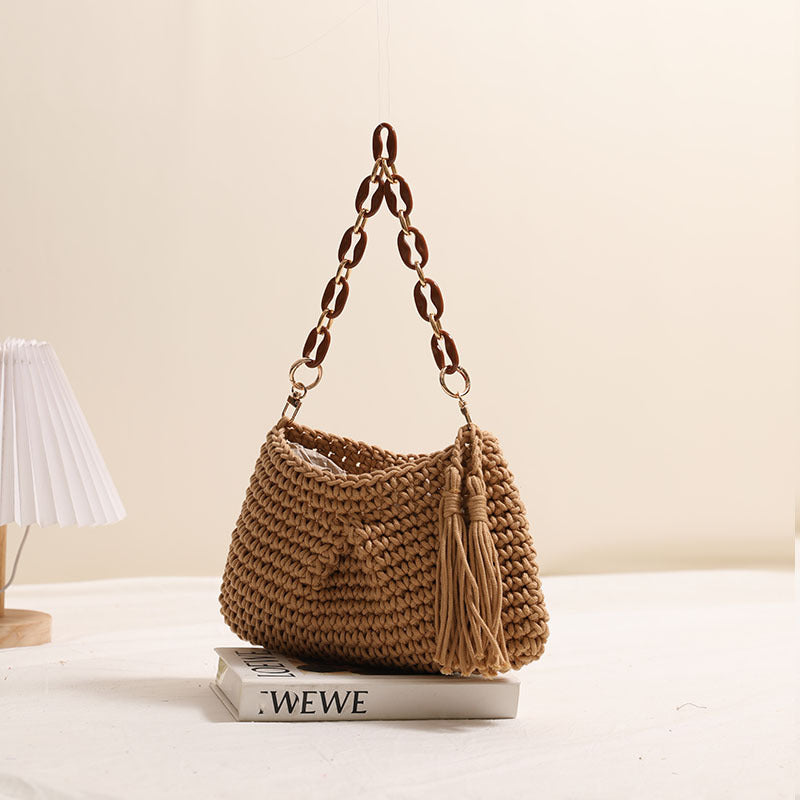 Handcrafted macrame bag with fashionable fringes Stornfield