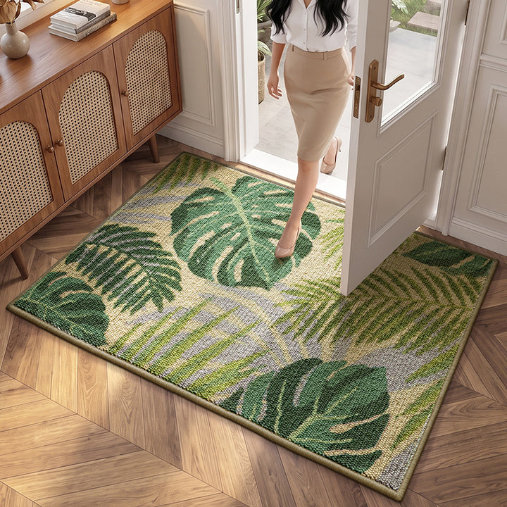 Tropical Leaf Design Area Rug