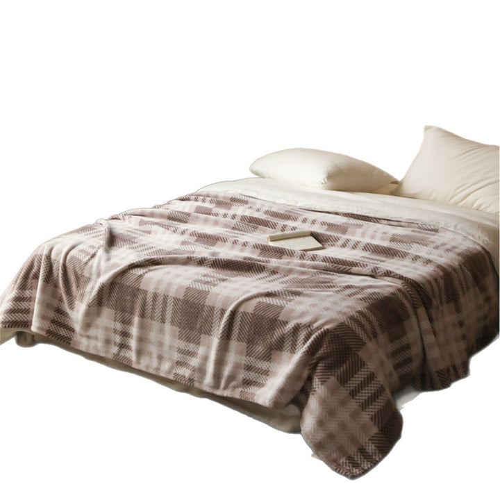 Oversized Plush Fleece Throw Blanket with Geometric Check Pattern