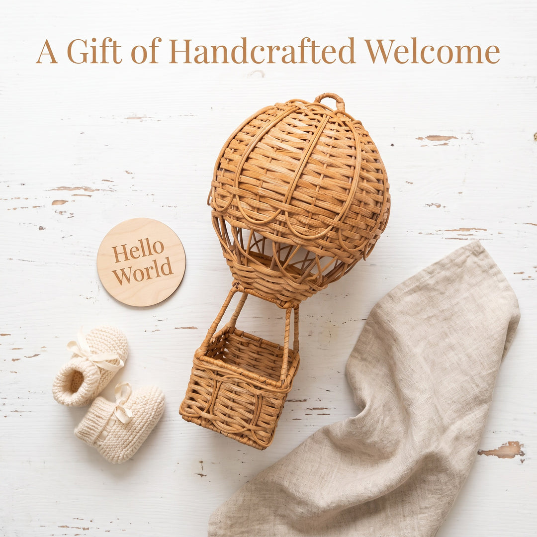 Handwoven storage basket in hot air balloon design Stornfield