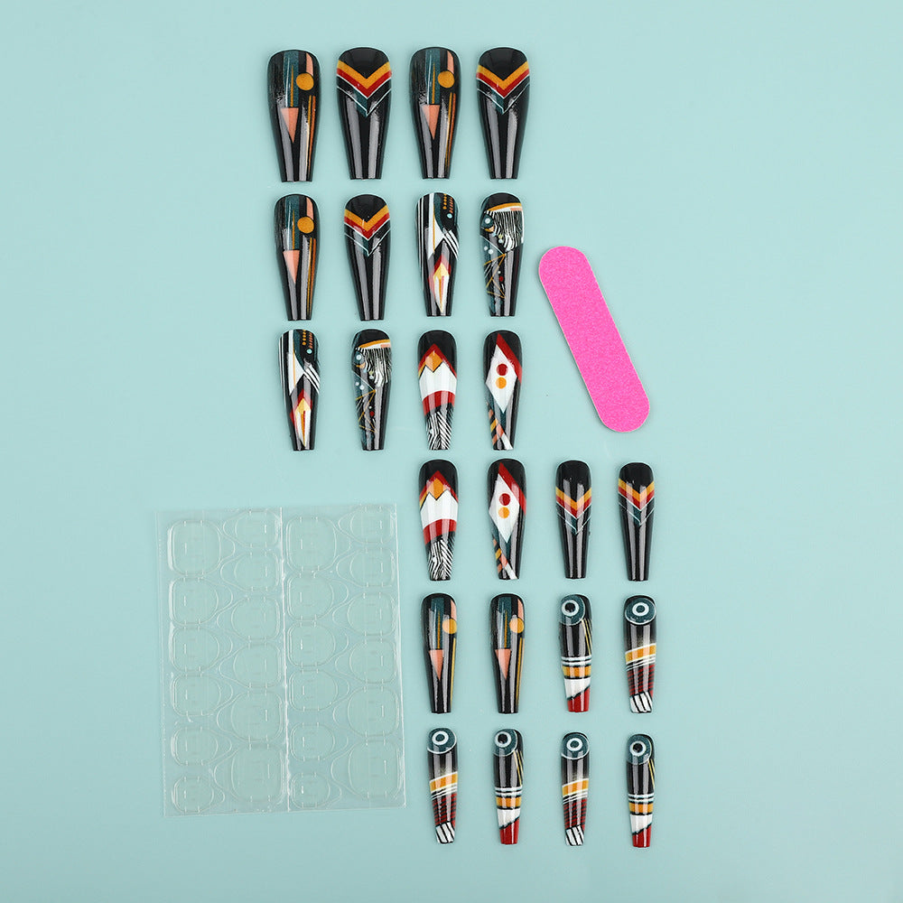 Artificial nails with creative tribal design Stornfield