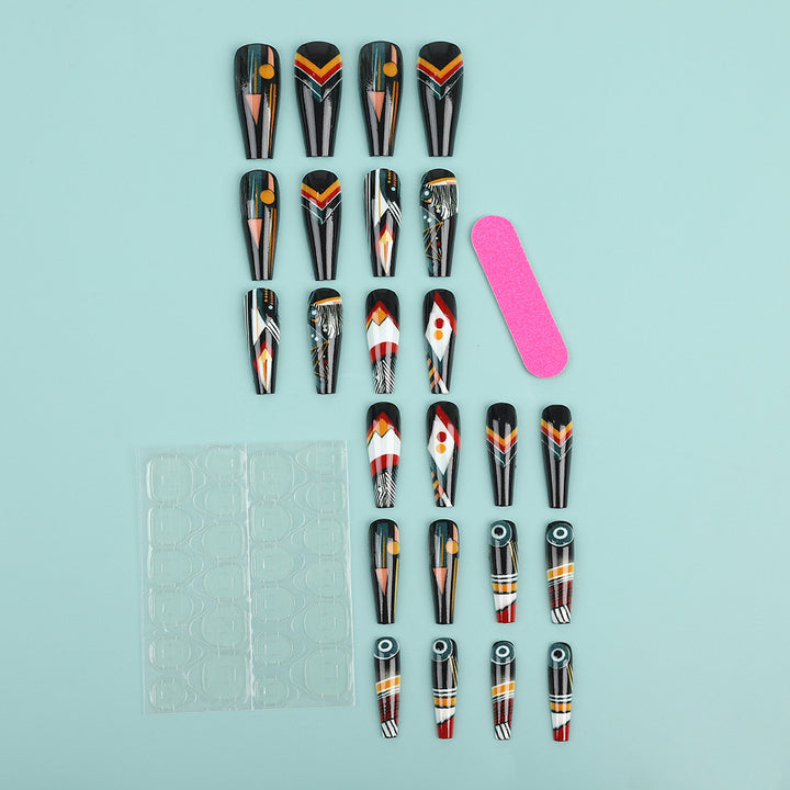Artificial nails with creative tribal design Stornfield