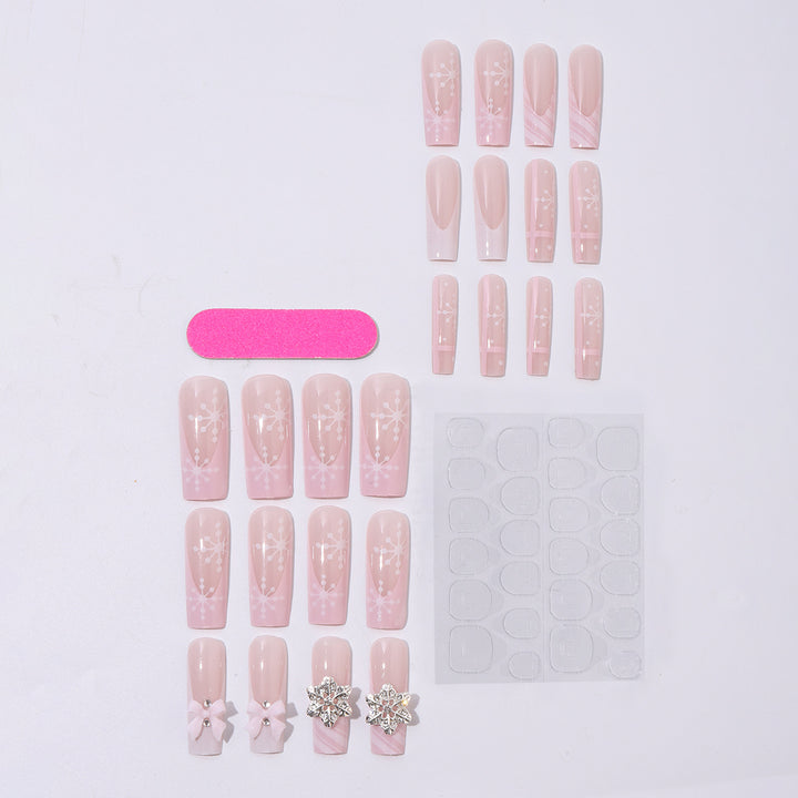 Creative Nail Art Set with Delicate Flower and Glitter Accents Stornfield