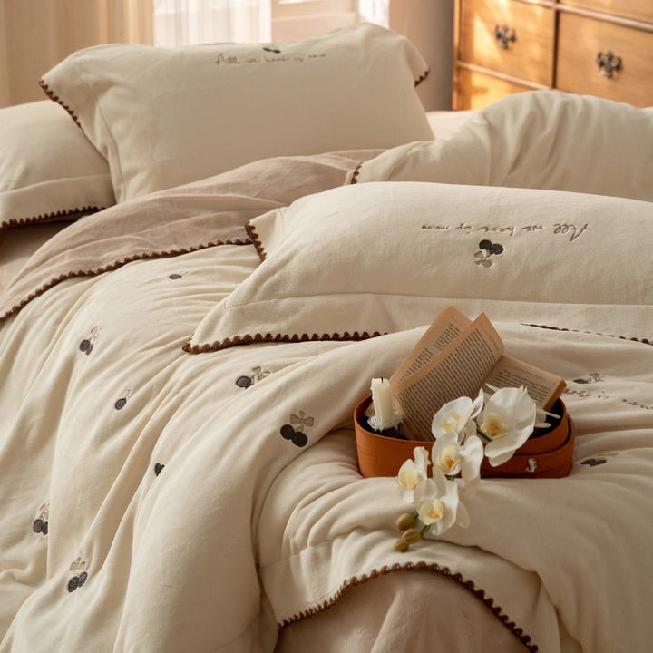Linen-Blend Pintuck Duvet Cover Set with Matching Pillow Shams