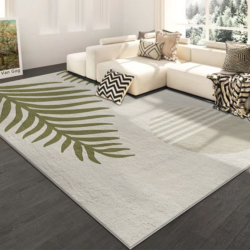 Textured Leaf Print Area Rug