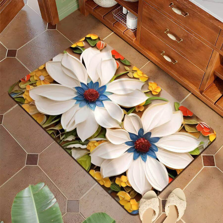 Floral Design Plush Bath Mat