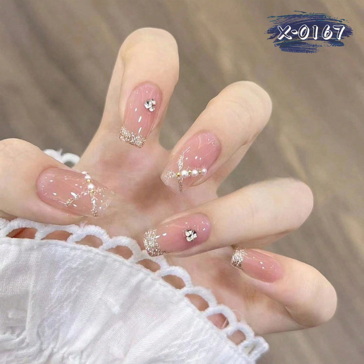 Elegant Rhinestone Decorated Nail Art