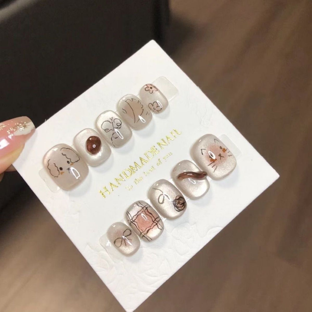 Artistic Animal-Themed Press-On Nails Stornfield