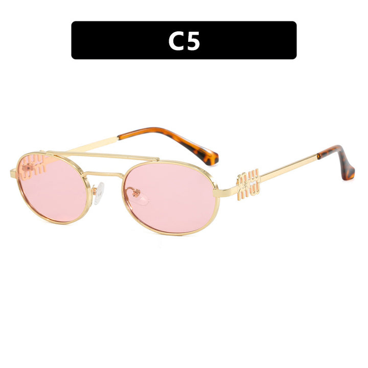 Women's elegant oval sunglasses with luxurious metal frame Stornfield